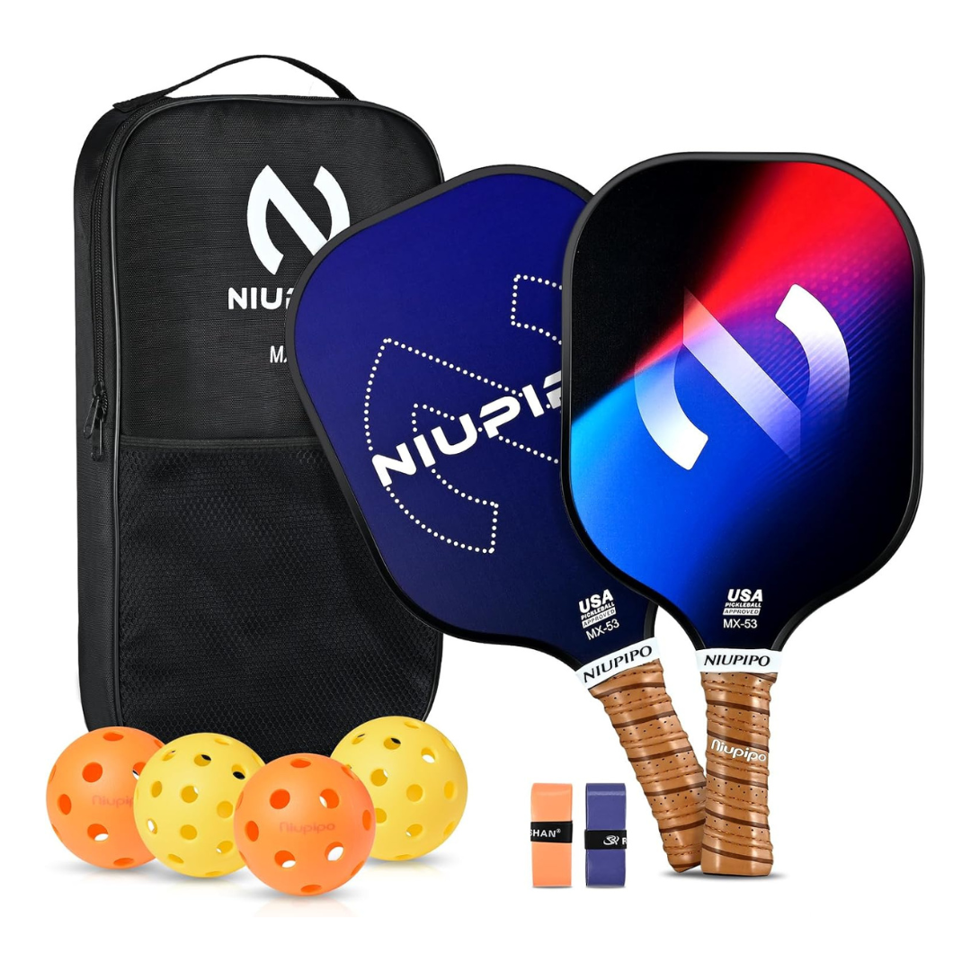 Niupipo USAPA Approved Lightweight Fiberglass Surface Pickleball Set