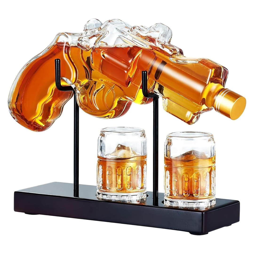 Unique Gun Whiskey Decanter Set with Shot Glass, 9 Oz