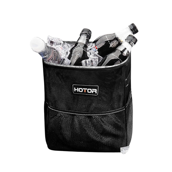 Hotor 2 Gallons Car Trash Can With Lid And Storage Pockets