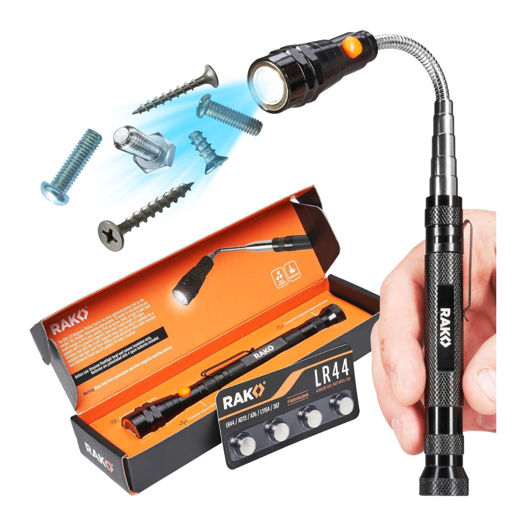 RAK 22" Telescoping Magnetic Pickup Tool With LED Flashlight