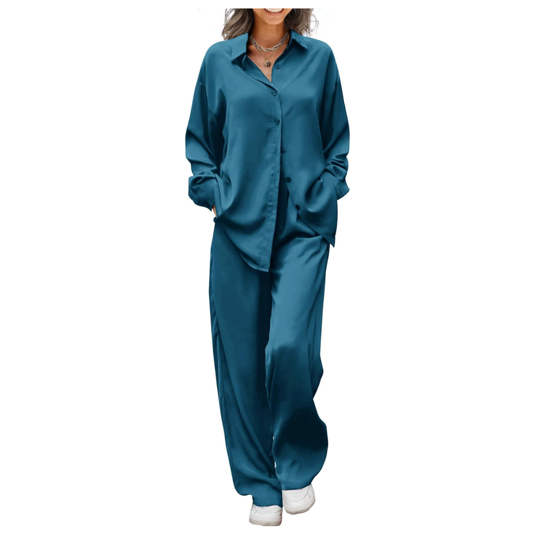 Ekouaer Women's 2-Piece Silk Satin Pajama Set (Various Colors)