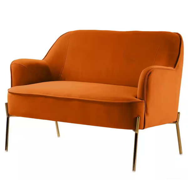 Agacia 45.6'' Orange Recessed Arms Loveseat Sofa With Piped Edges Design