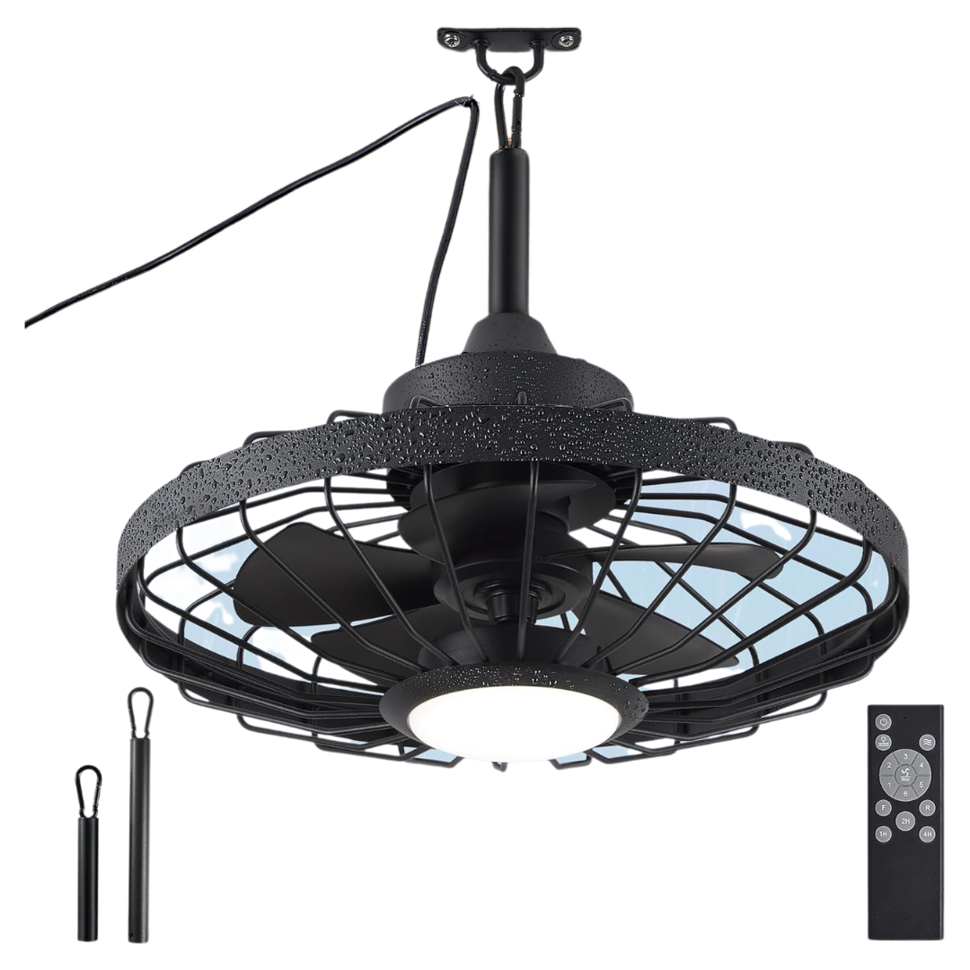 Lediary 20'' Portable Waterproof Caged Outdoor Ceiling Fans