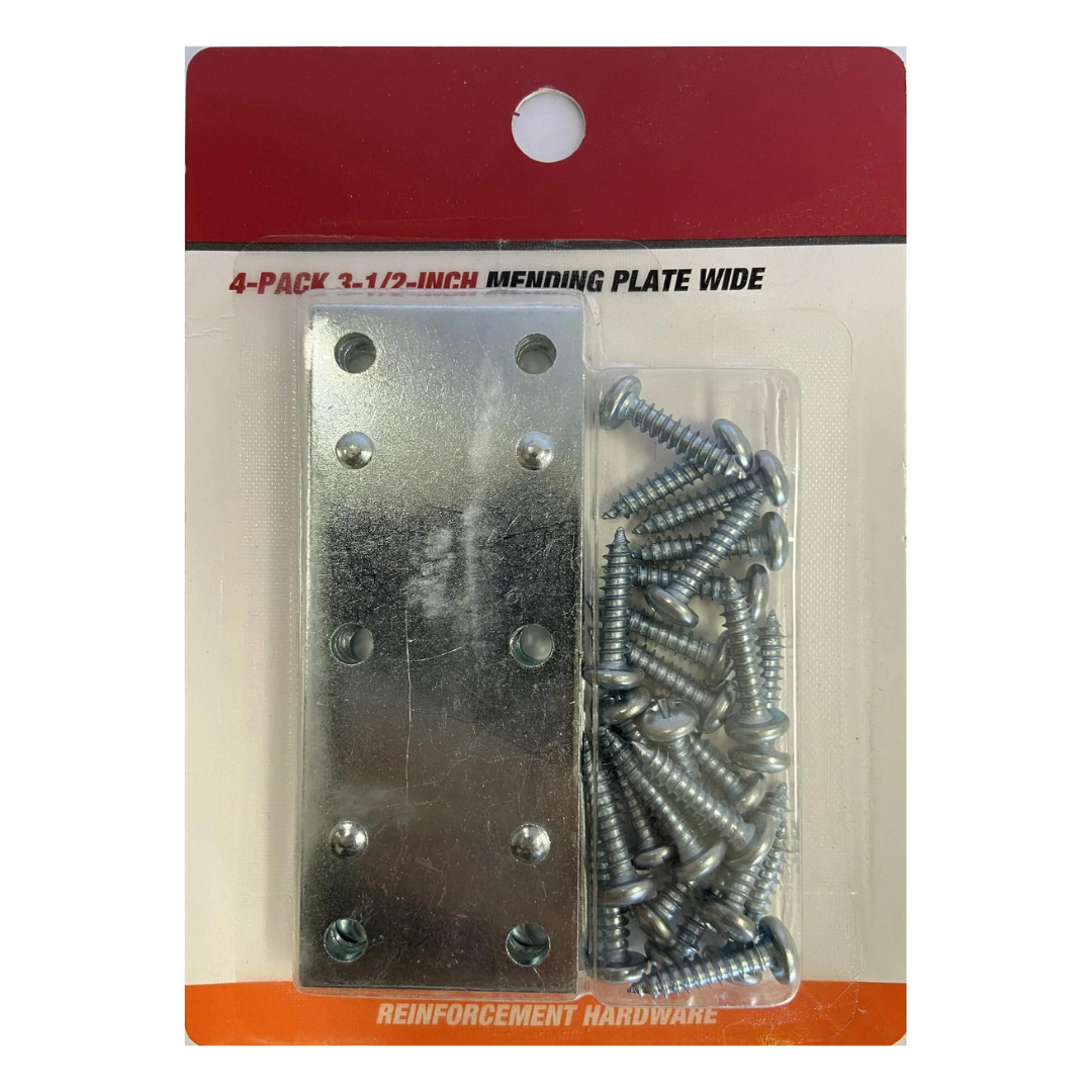 4-Pack Hyper Tough 3.5" Wide Mending Plate With Screws