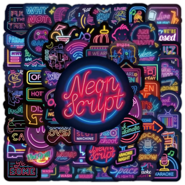 100-Piece Neon Waterproof Vinyl Bottle Stickers For Kids Teens