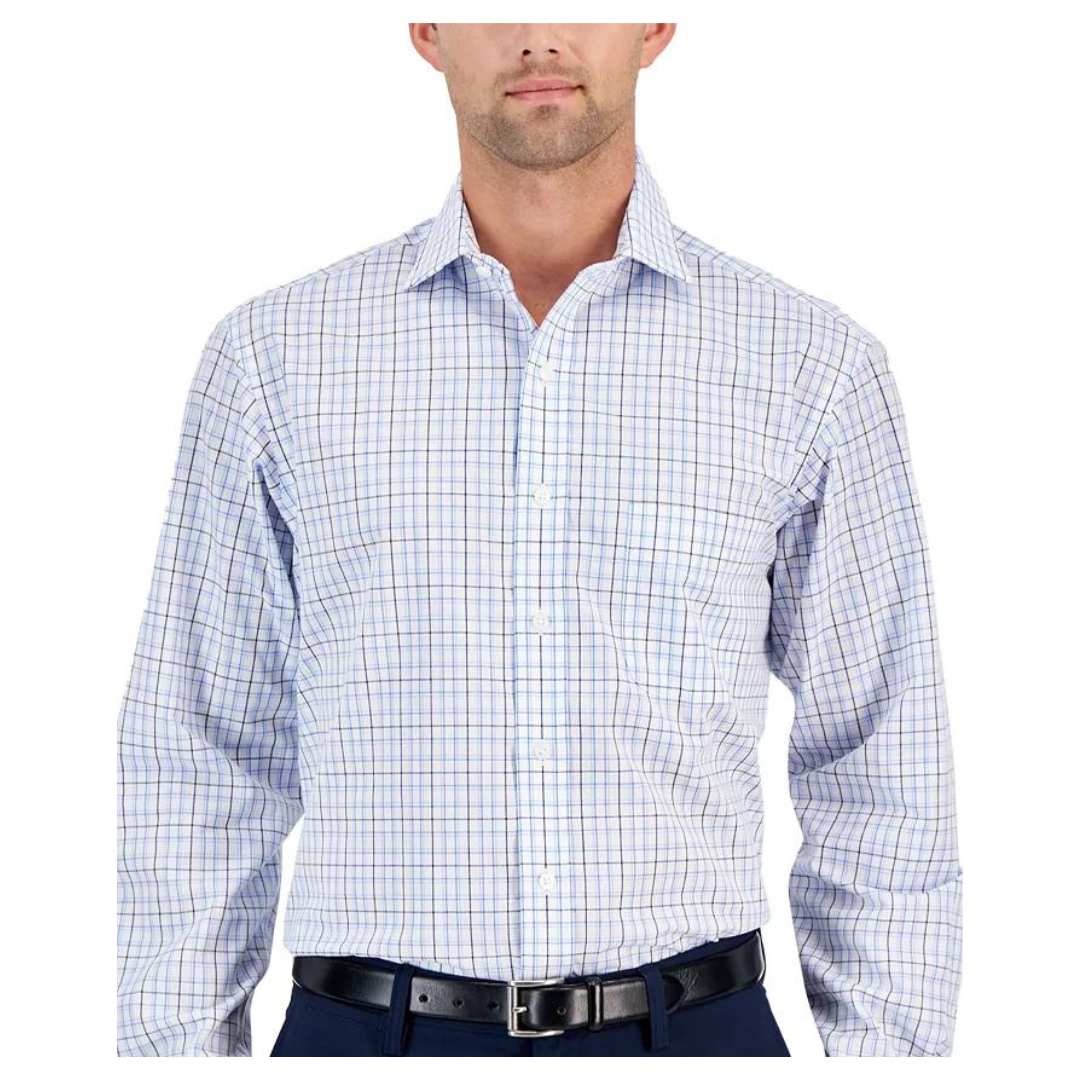 Club Room Men's Regular-Fit Plaid Dress Shirt