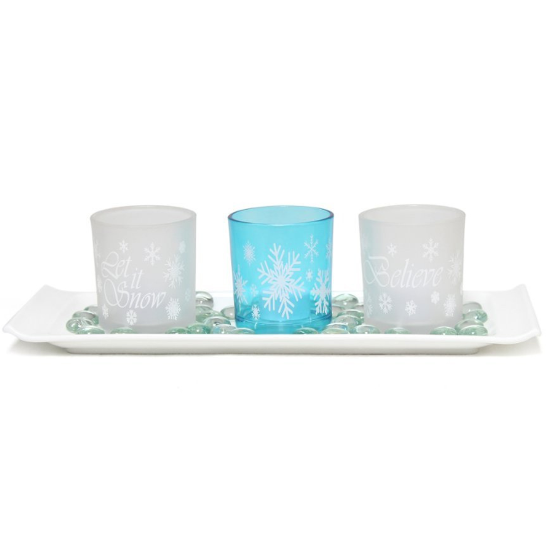 Set of 3 Elegant Designs Winter Wonderland Candles