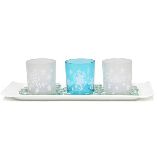 Set of 3 Elegant Designs Winter Wonderland Candles