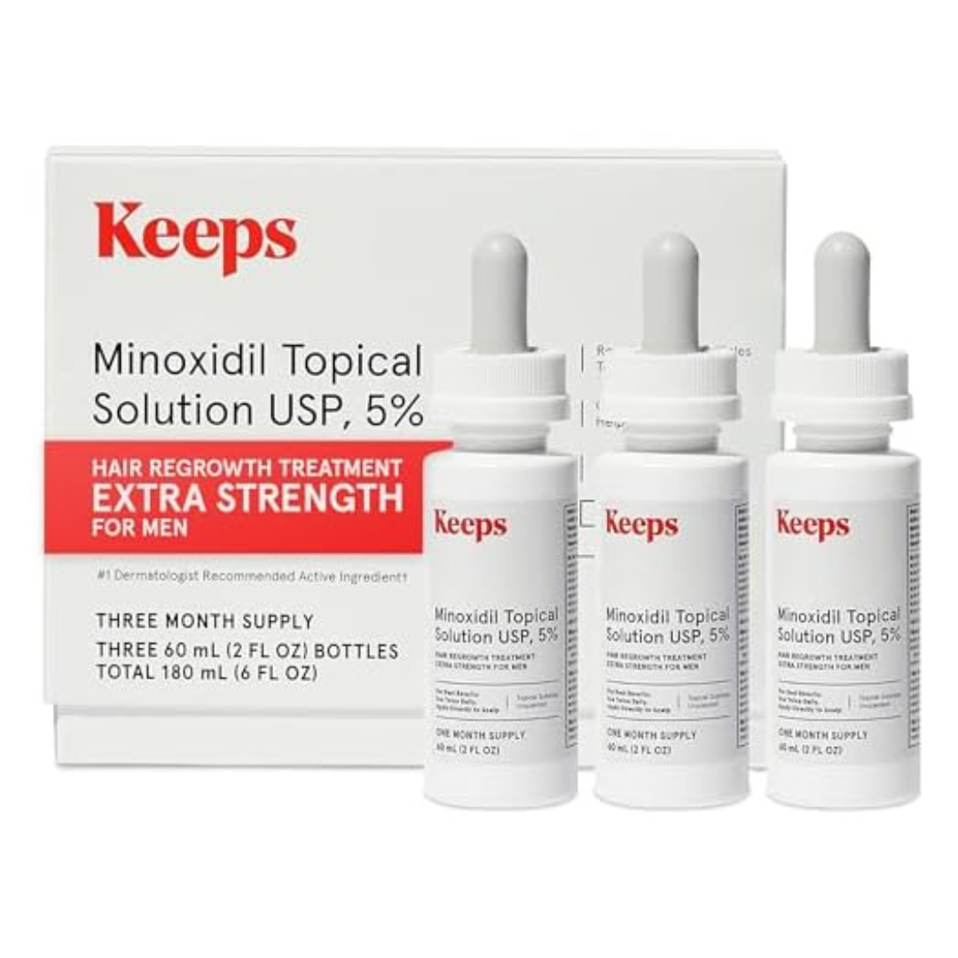 3-Pack Keeps Extra Strength Minoxidil For Men Topical Hair Growth Serum