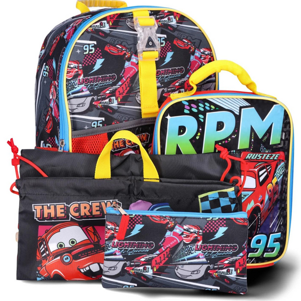 Cars Kids 14" Light Up Backpack 4-Piece Set