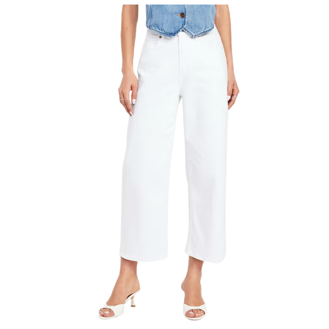 Old Navy Women's Extra High-Waisted Sky-Hi Wide-Leg Crop Jeans