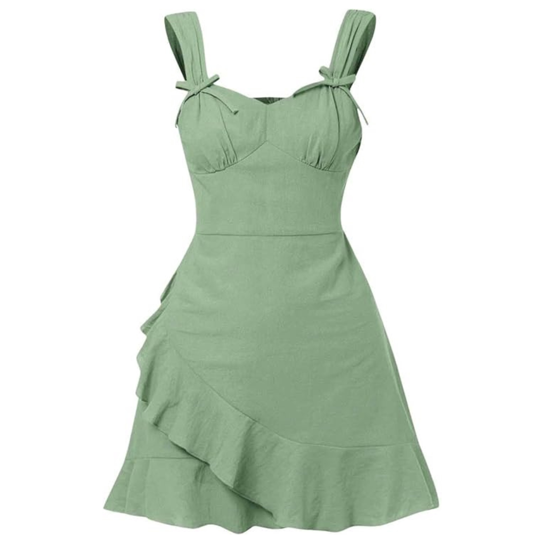 Girl's Sleeveless Ruched High Waisted A Line Dress