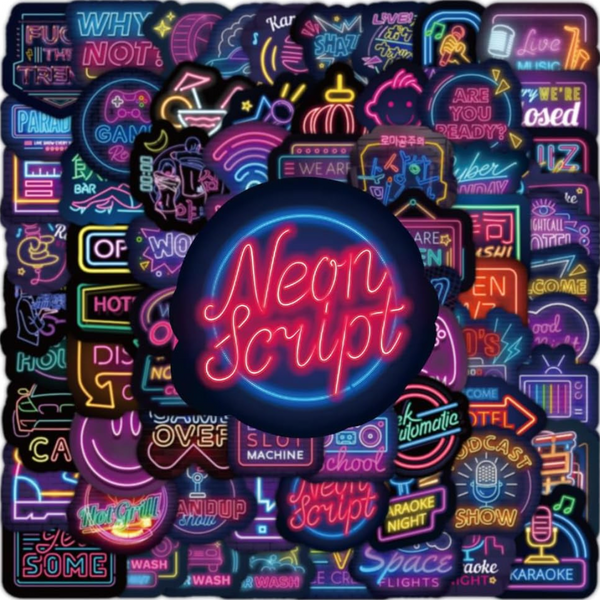 100-Piece Neon Waterproof Vinyl Bottle Stickers for Kids Teens