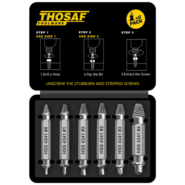 6-Piece Thosaf Damaged Screw Extractor Set