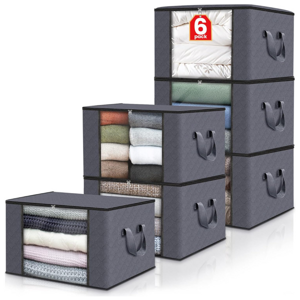 6-Pack Fab Totes Foldable Blanket Storage Bags With Lids