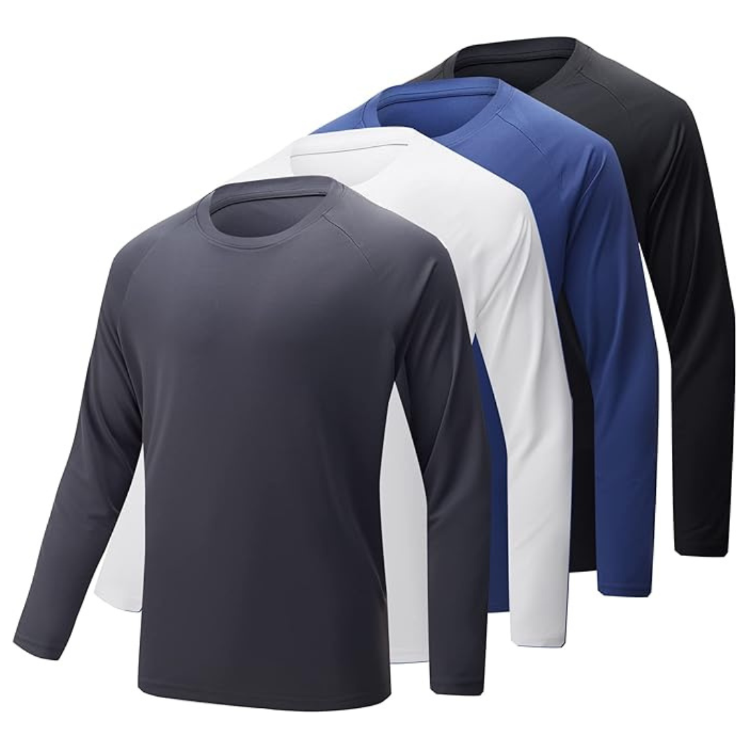 4-Pack Balennz Men's Long Sleeve UV Protection Quick Dry T-Shirts