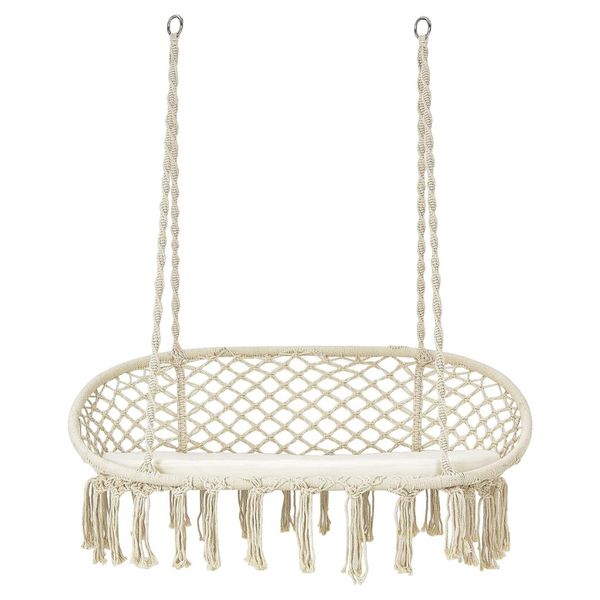 Giantex 2-Seat Macrame Hanging Chair With Cushion