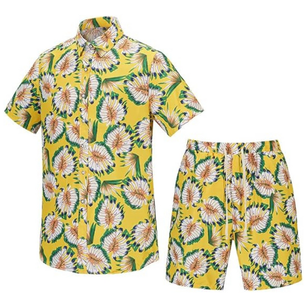 2-Piece Men's Floral Hawaiian Short Sleeve Tracksuits