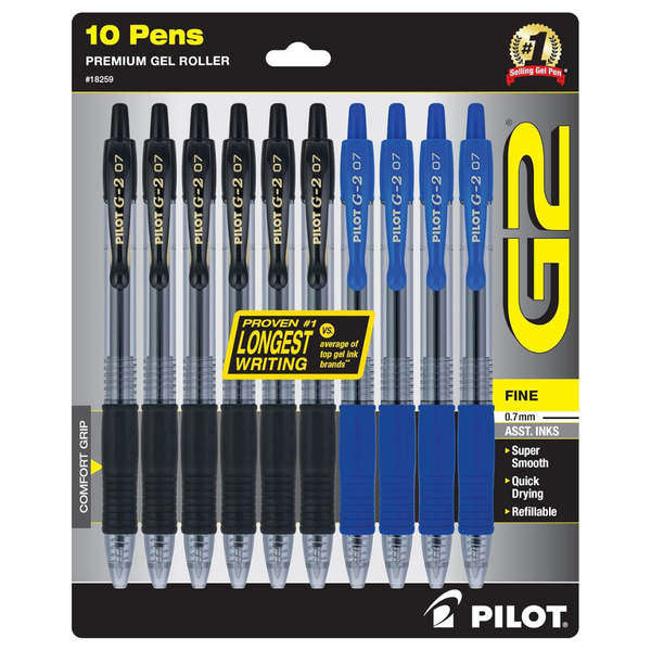 10-Pack Of Pilot G2 Premium Refillable & Retractable Rolling Ball Gel Pens