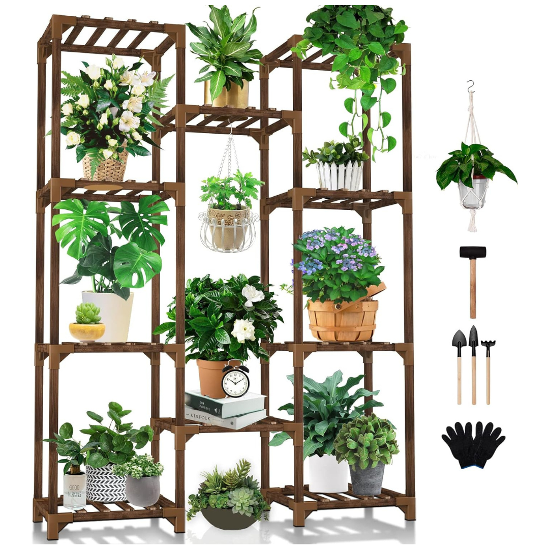 Uneedem 10-Tiers 11 Pot Large Tall Plant Shelf