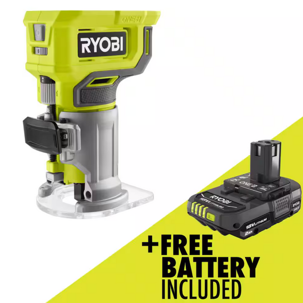 Ryobi One+ 18V Cordless Compact Fixed Base Router With Free 2.0 Ah Battery