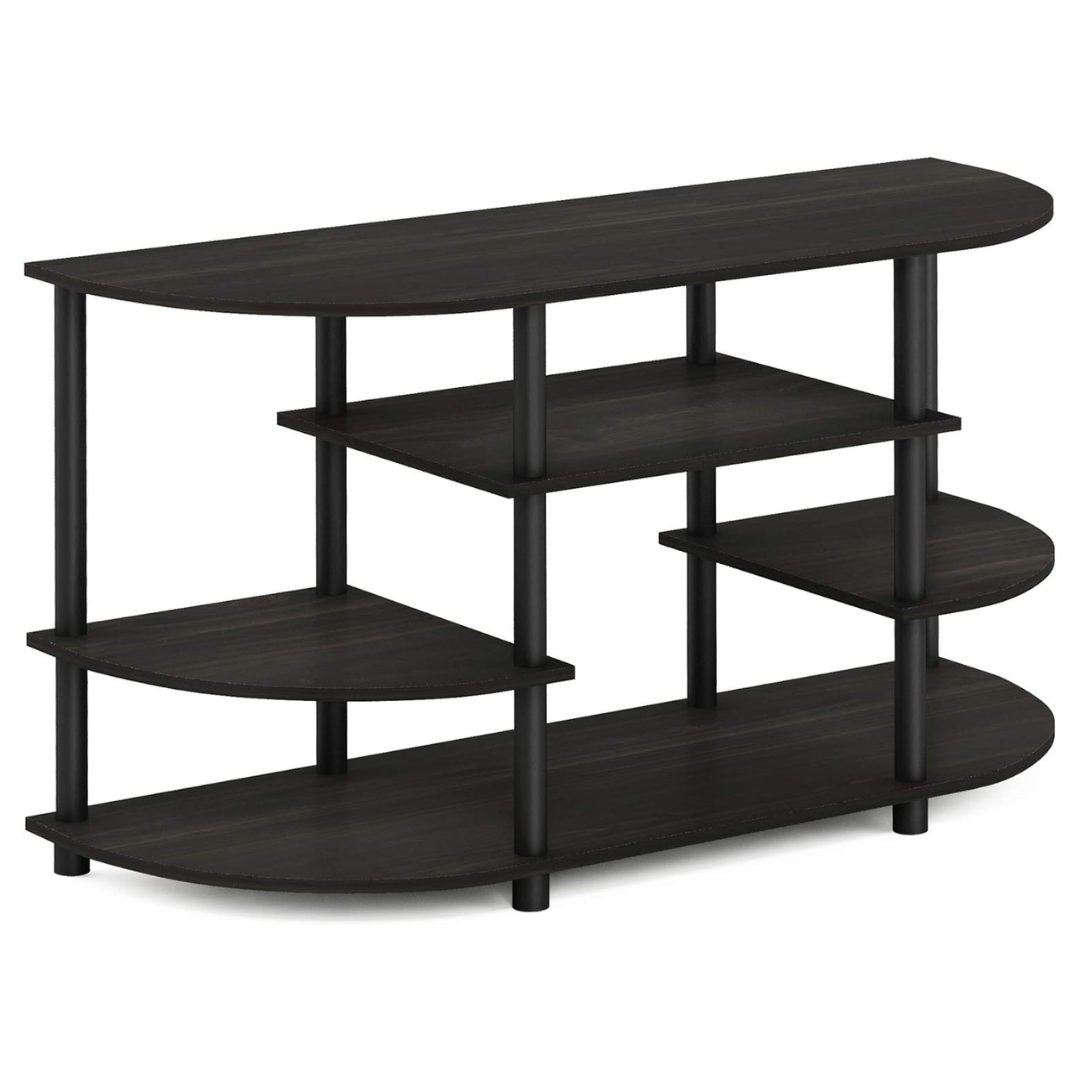 Furinno Jaya Simple Design Corner TV Stand, Espresso/Black