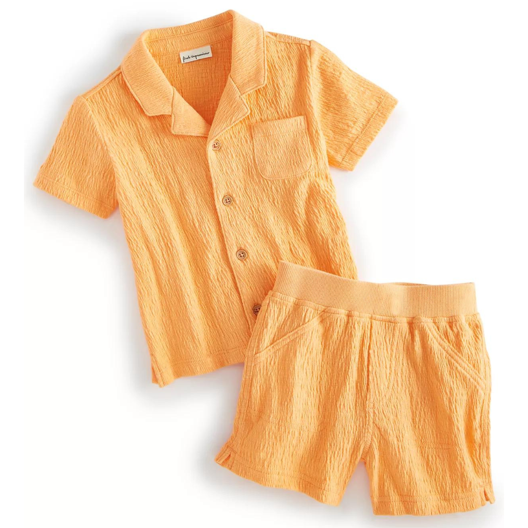 2-Piece First Impressions Baby Boys Gauze Button-Down Camp Shirt & Shorts