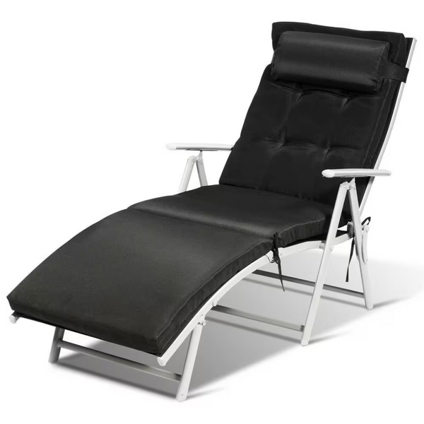 Costway Foldable Metal Steel Outdoor Chaise Lounge with Cushions