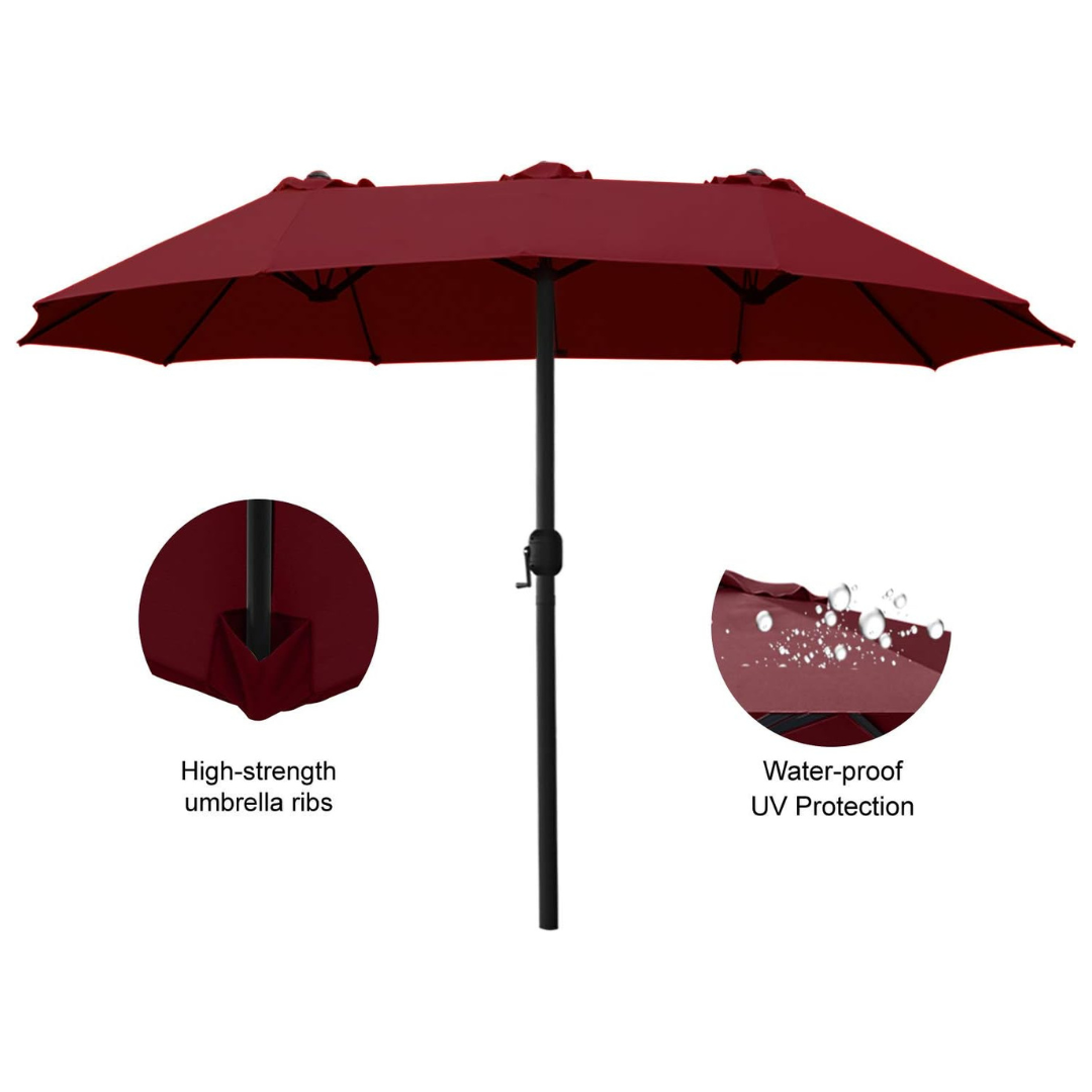 ABCCANOPY 15FT Double-Sided Aluminum Table Patio Umbrella