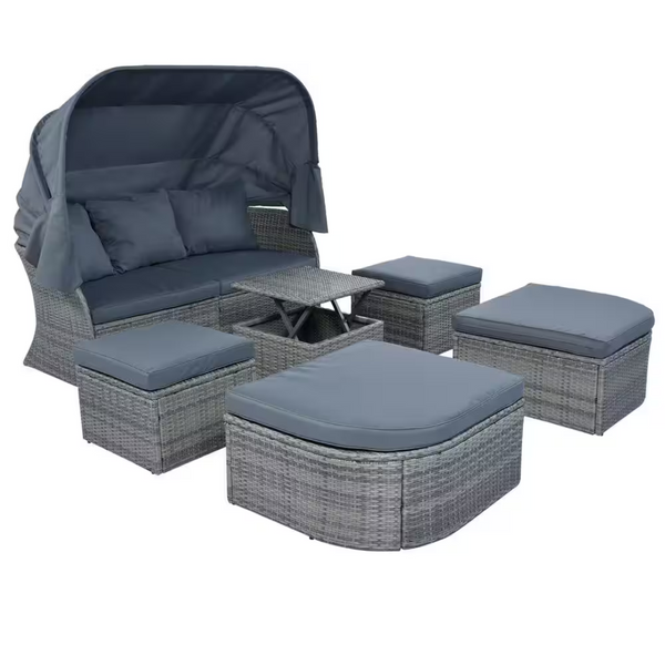 6-Piece Harper & Bright Wicker Outdoor Sectional Set Day Bed