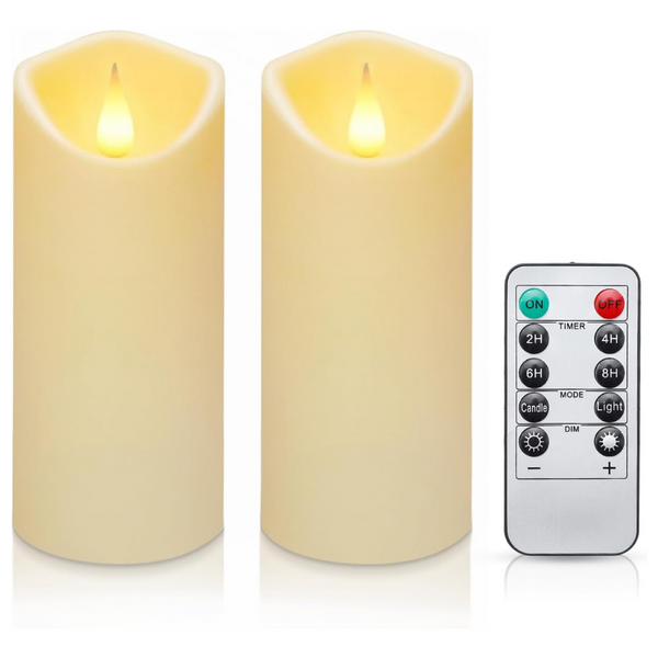 2-Pack Battery Operated LED Flickering Flameless Candles W/ Remote Timer