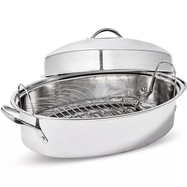 The Cellar Stainless Steel 8-Qt Covered Oval Roaster With Rack