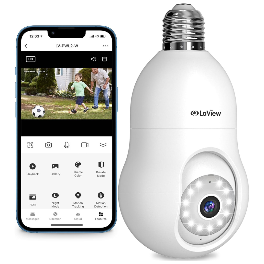 LaView 4MP 360-Degree 2K Wireless Smart Bulb Security Camera