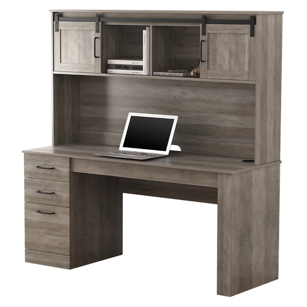 Realspace Peakwood 65" W Computer Desk W/ Hutch & Wireless Charging