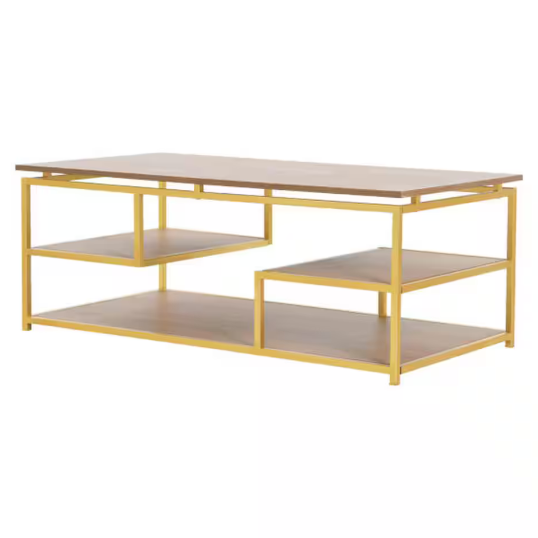 Ember Interiors Modern Wood And Metal Multi-Tiered Coffee Table