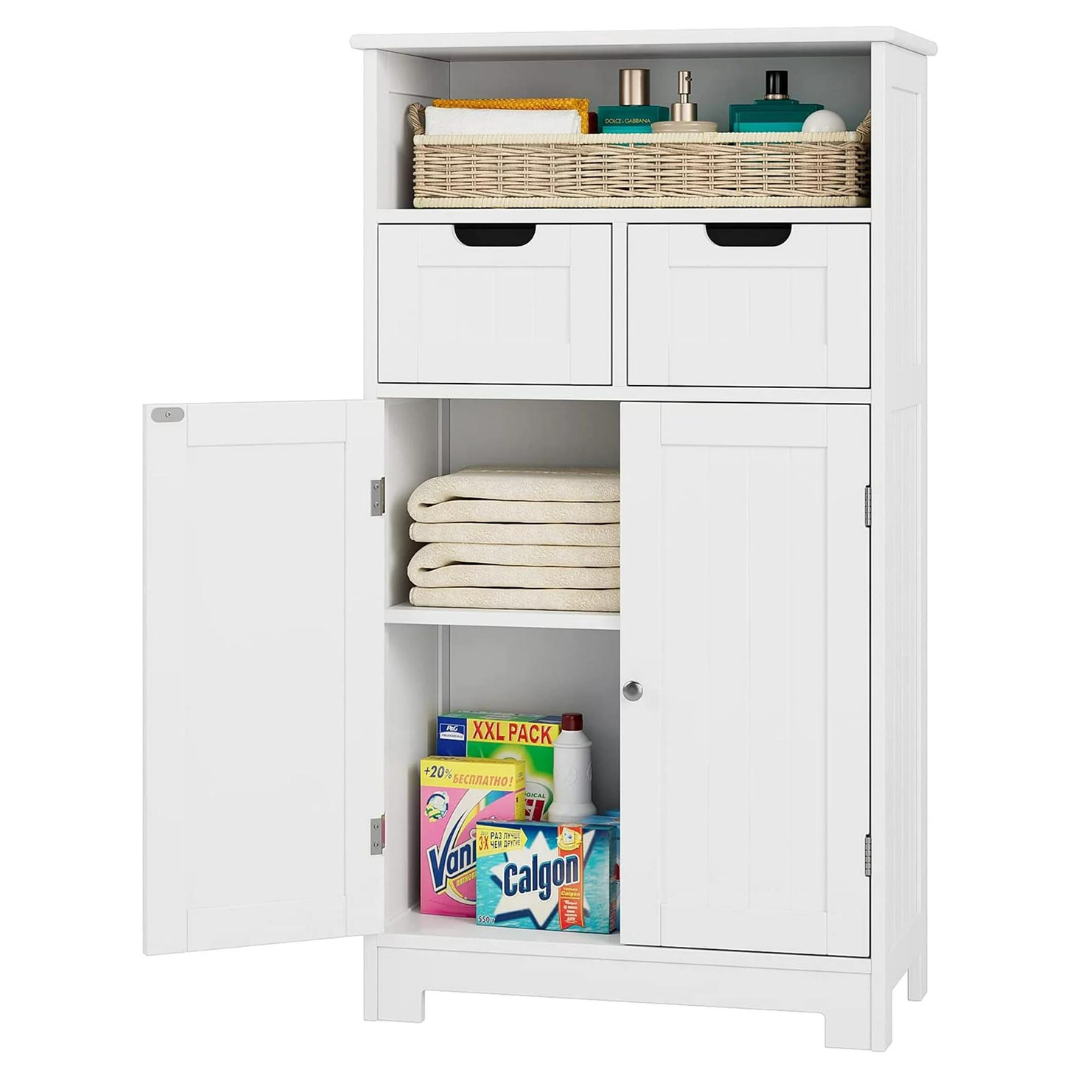 Homfa Bathroom Floor Storage Cabinet With Doors & Drawers