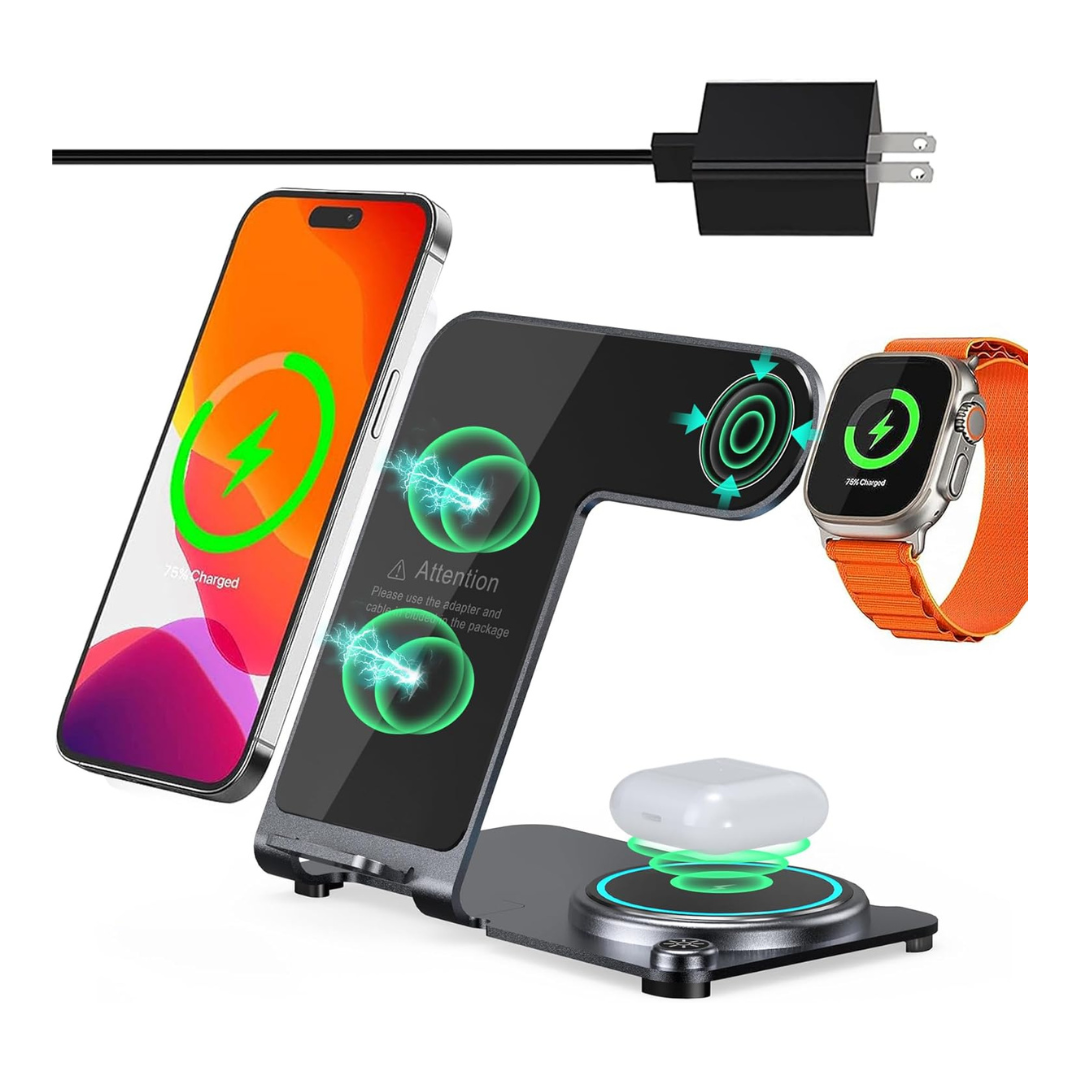 Aluminum Alloy 3-In-1 Wireless Charging Station