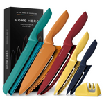 11-Piece Colorful Kitchen Knife Set With Sheath & Two-Edge Sharpener