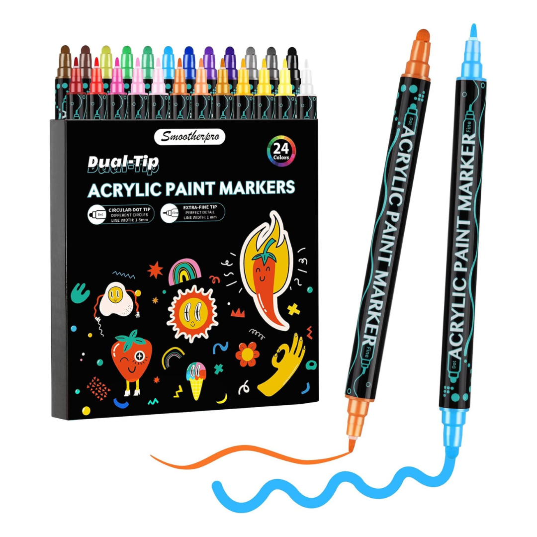 24-Count Acrylic Paint Markers With Fine Round Tip