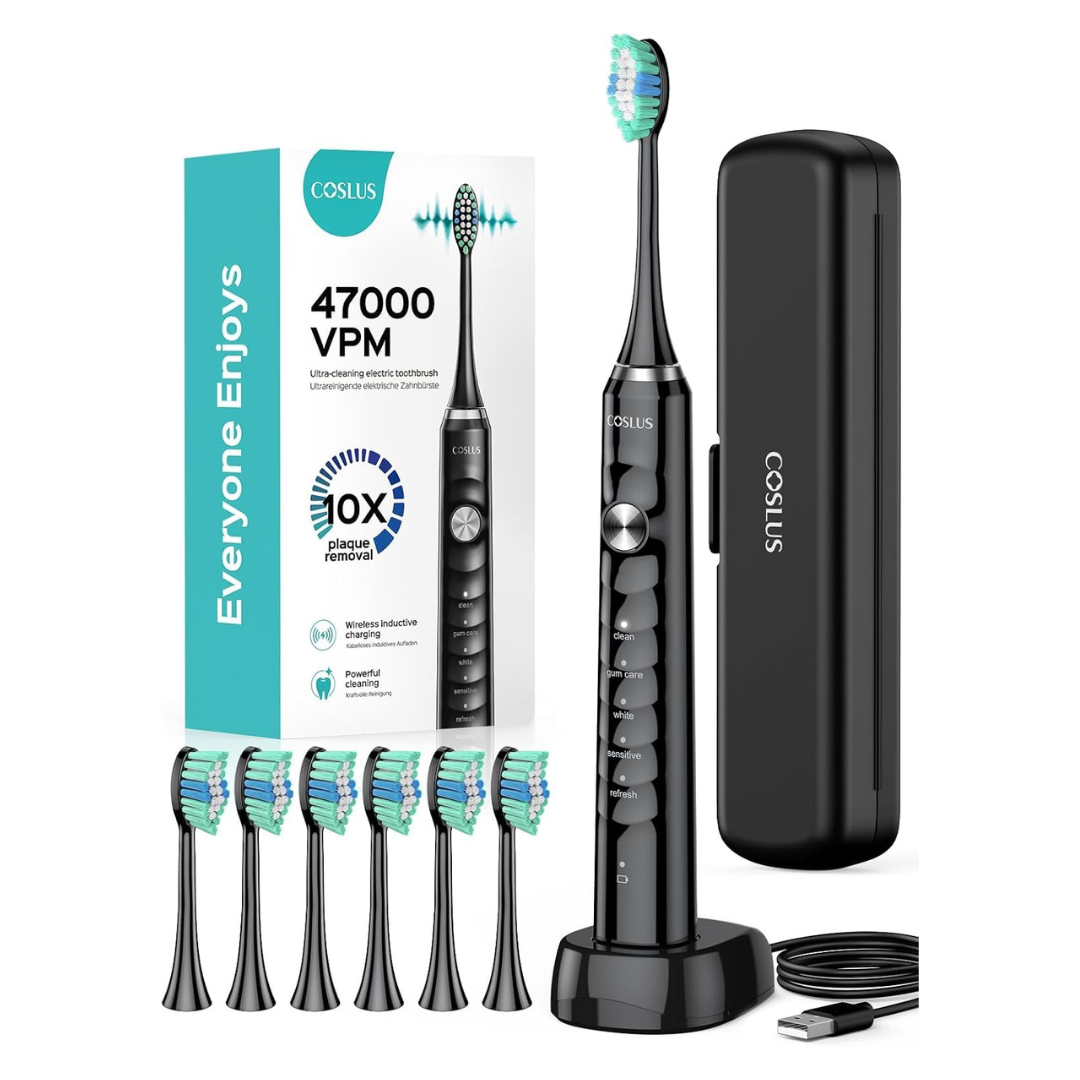 5-Modes 47000 VPM Electric Tooth Brush W/ 6 Brush Heads (4 Colors)