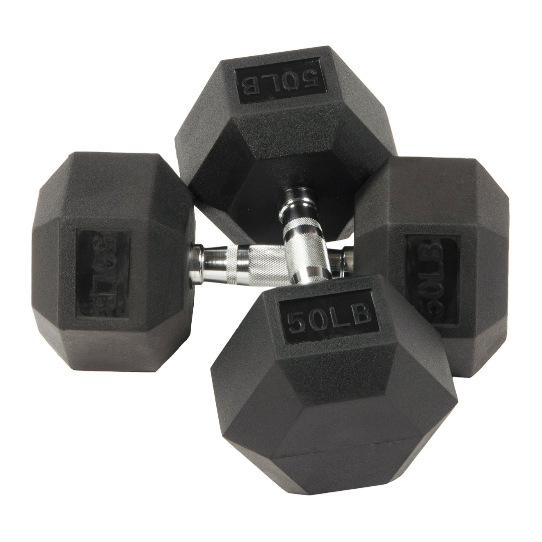 BalanceFrom Rubber Encased Hex Dumbbells, 50 lbs Pair