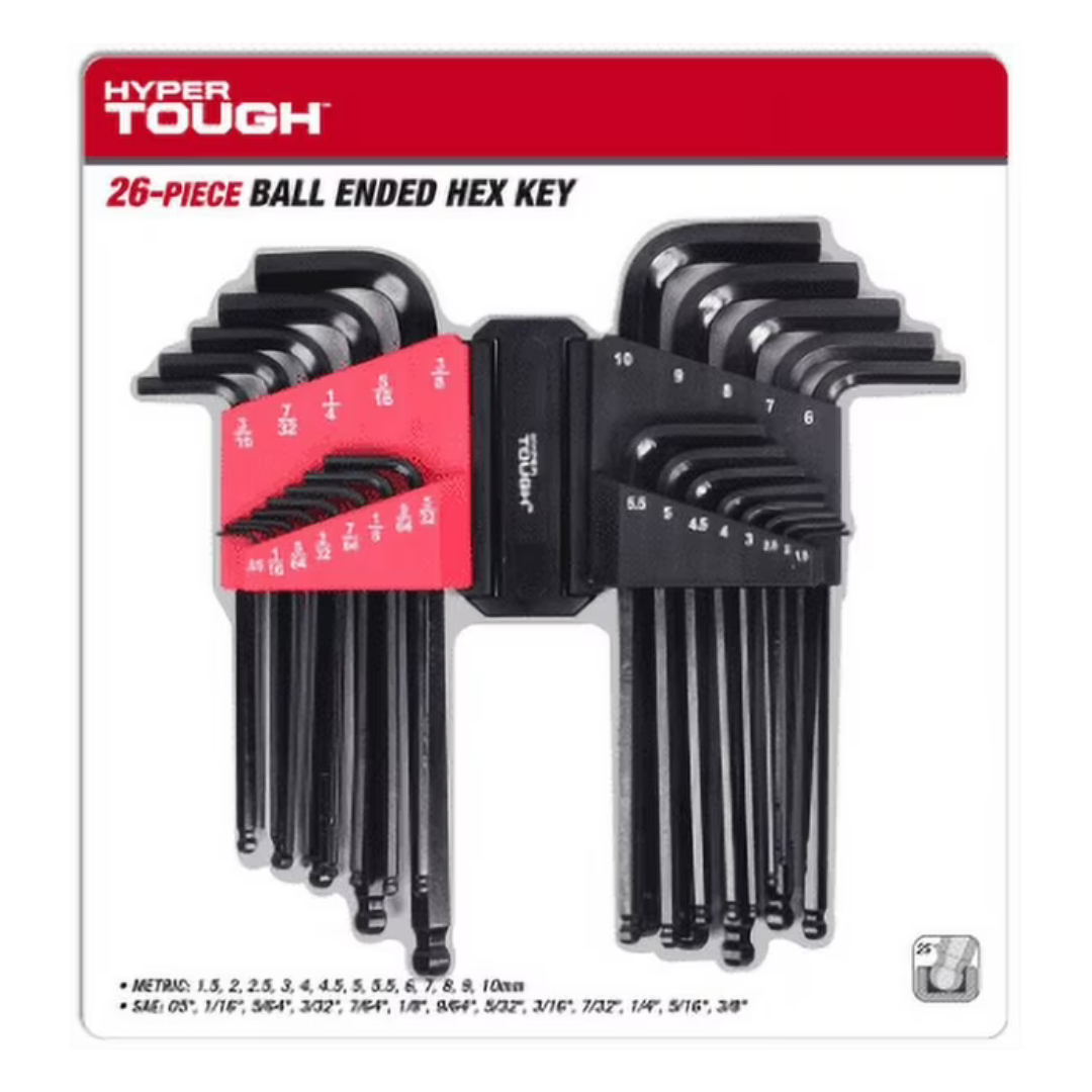 26-Piece Hyper Tough Heavy-duty Ball End Hex Key Set