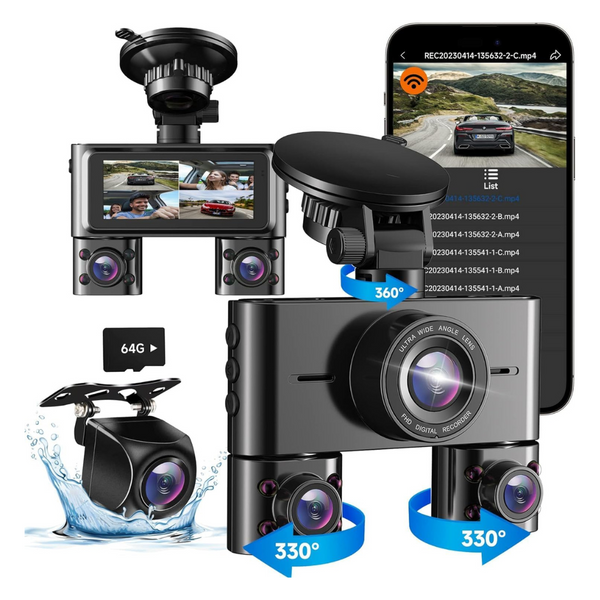 Hupejos 4 Channel Front And Rear Dash Cam With Super Night Vision