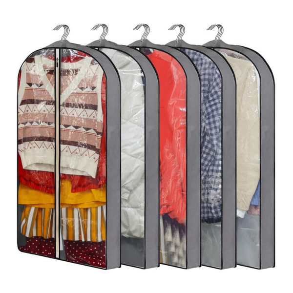 5-Piece 40" Clear Garment Zipper Storage Bags