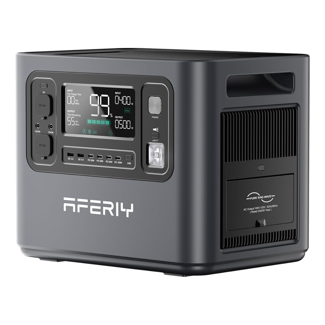 Aferiy Portable 2400W 2048Wh LiFePO4 UPS Pure Sine Wave Power Station