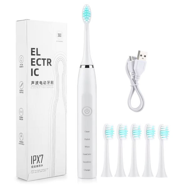 Edifolly USB Rechargeable Sonic Electric Toothbrush With 6 Heads