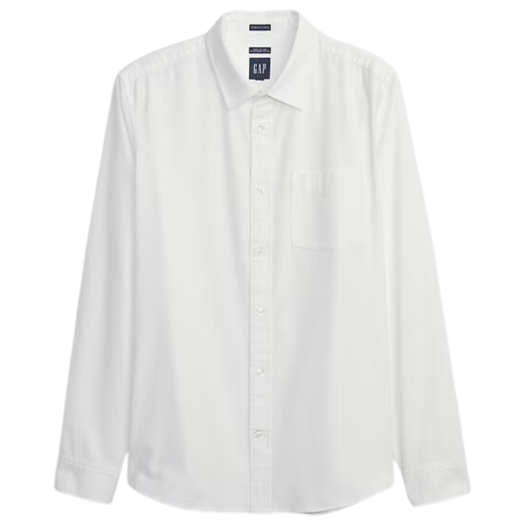 Gap Men's Standard Fit Point-Collar Oxford Shirt (Optic White)