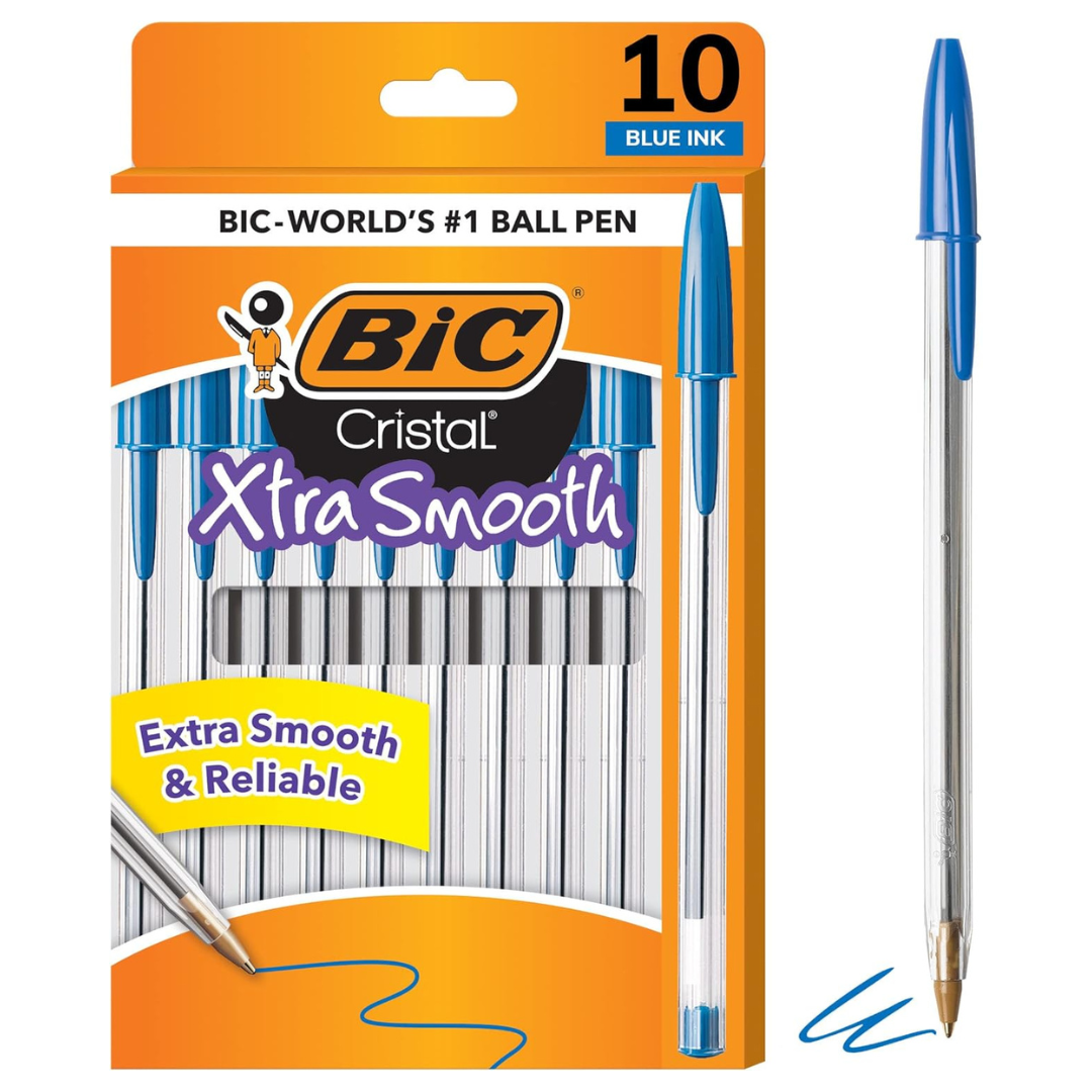 10-Count BIC Cristal Xtra Smooth Medium Point Ballpoint Pens (1.0mm)