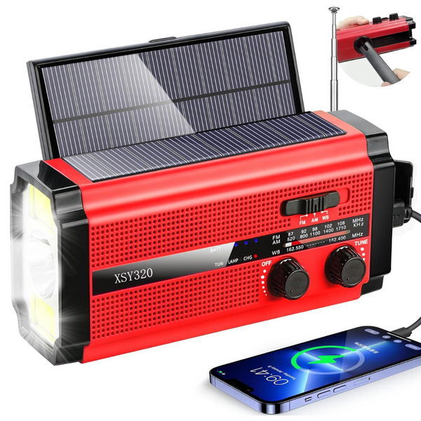 Solar Emergency Radio with 3W Flashlight & Reading Lamp