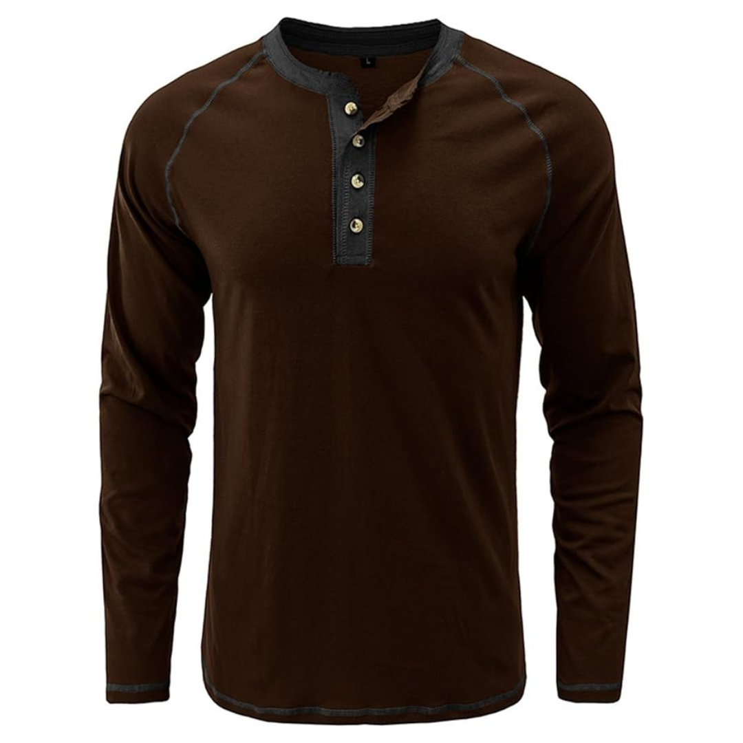 Mens Cotton Long Sleeve Henley T Shirts